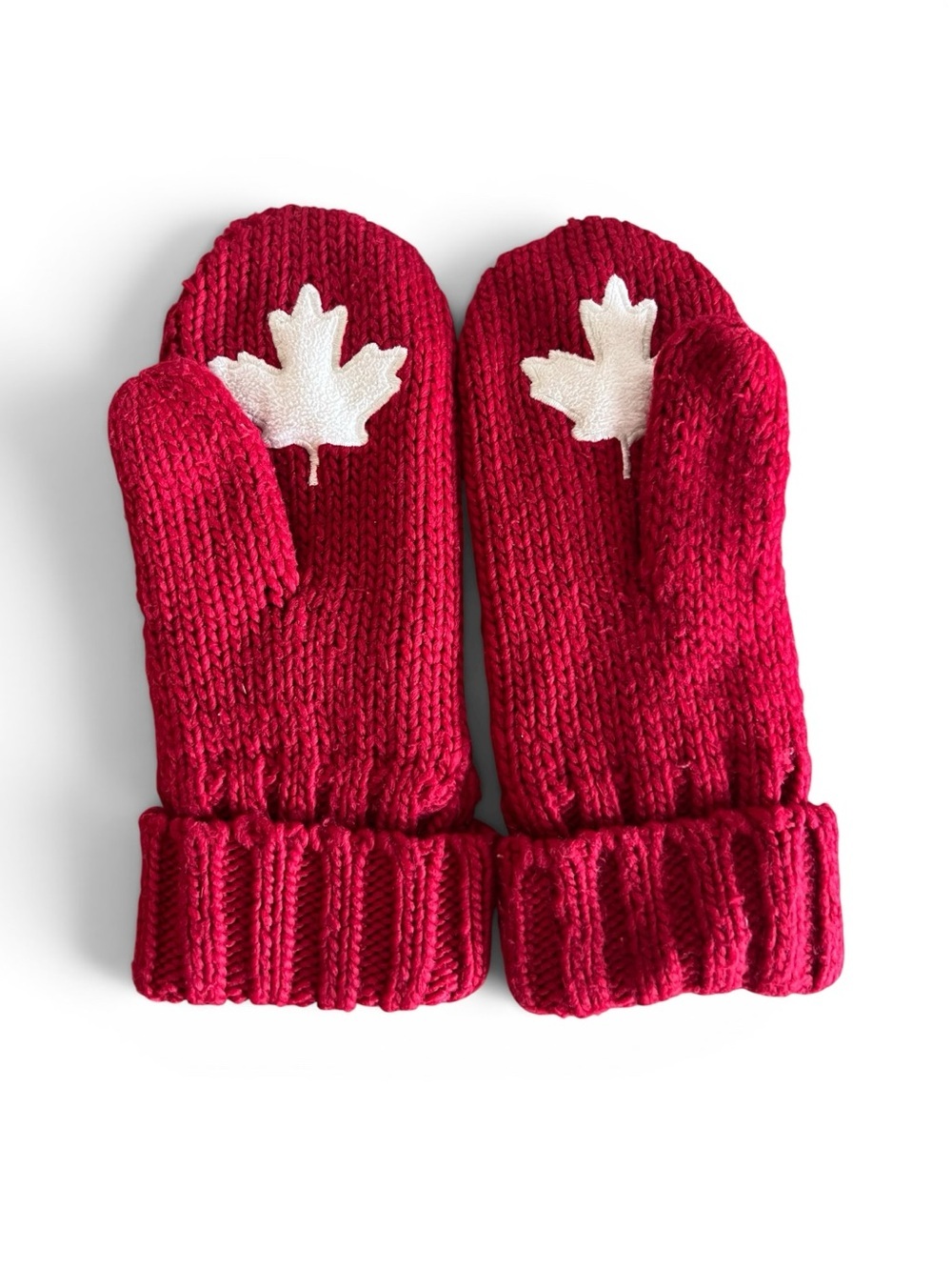 2010 Vancouver Olympic Mittens Red Knit Canada Maple Leaf HBC Official Sm/M - Picture 2 of 5
